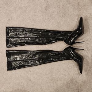 Black thigh-high boots